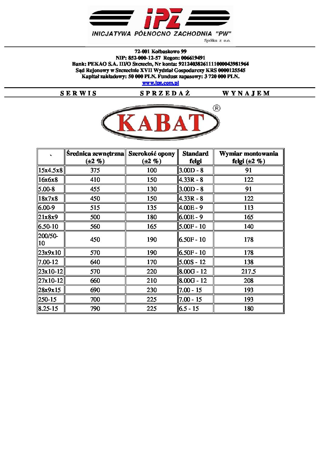 KABAT 7 pdf - Opona 16x6-8 SOLIDEAL AIR 550 ED PLUS 14PR